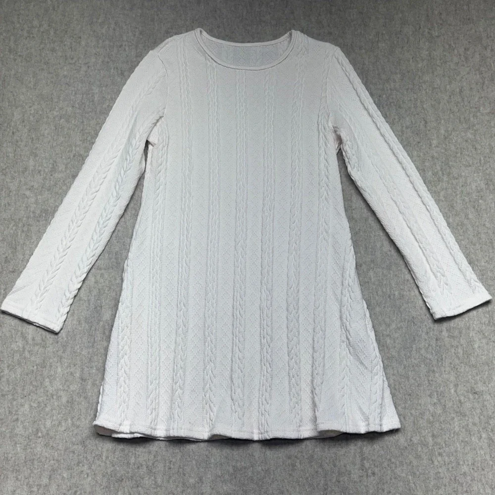 Cream Cable Knit Crew Neck Long Sleeve Tunic Dress Women's‎ XL NWOT